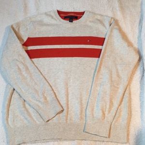 Tommy Hilfiger Orange and Gray Sweater